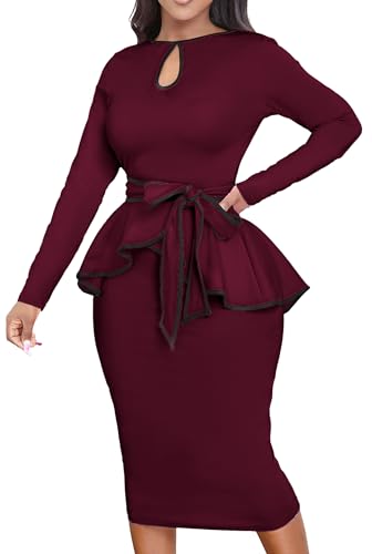 Image of Women's Bodycon Vintage Dresses Elegant Peplum Dresses for Women Business Work Office