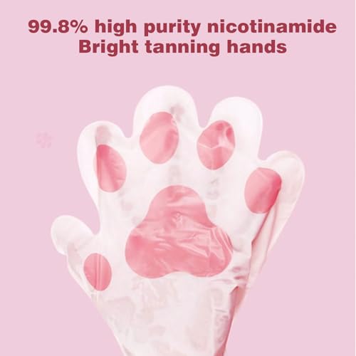 Maschera per Le Mani Al Latte Di Capra, Maschere Idratanti per Le Mani, Guanti Idratanti per La Notte per Le Mani Secche E Screpolate, Niacinamid-Katzenkrallen-Handmaske (pink), 5 Pezzi