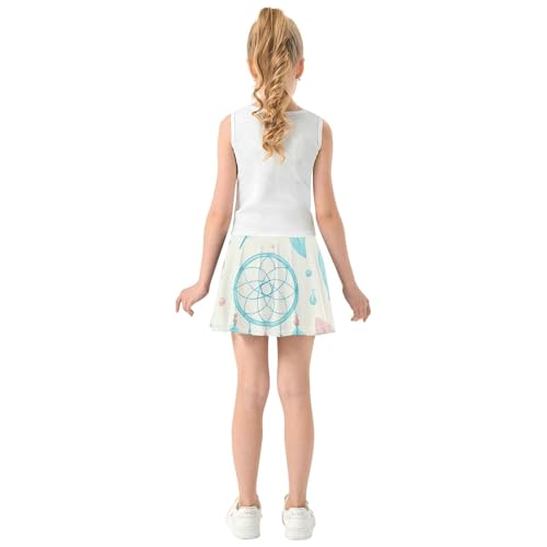 Joisal Pastel Pink Dreamcatchers Feathers Skirts with Shorts Flowy Athletic Shorts for Girls Skorts Pleated 4t4