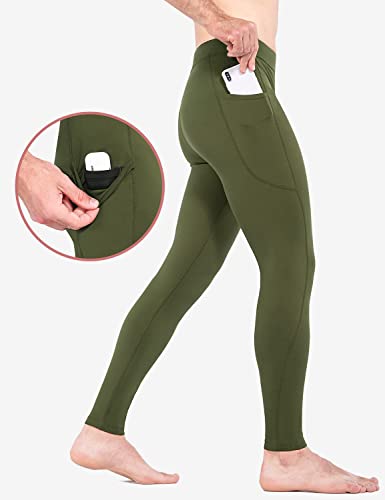 Baleaf Men's Thermal Running Tights Leggings Water Resistant With Pockets Cold Weather Hiking Cycling Fleece Pants Green Xl #TOP2