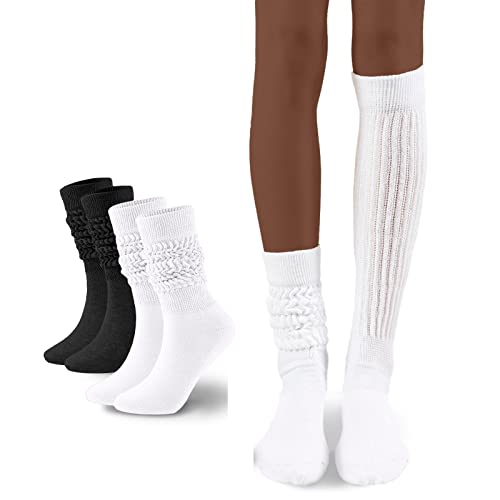 Image of Flydo Slouch Sock Scrunch for Women Tall White Knee High Boot Slouchy Socks
