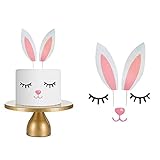 Qerleny Happy Birthday Cake Topper Birthday Party Cake Decoration Little White Rabbit Set