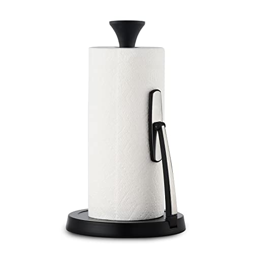 Dailyart Paper Towel Holder for One Hand Tear - Kitchen Paper Towel Holder Countertop with Tension Arm & Non Slip Weighted Base, Stainless Steel Paper Towel Holder Stand for Kitchen Bathroom, Black Dailyart Paper Towel Holder for One Hand Tear - Kitchen Paper Towel Holder Countertop with Tension Arm & Non Slip Weighted Base, Stainless Steel Paper Towel Holder Stand for Kitchen Bathroom, Black