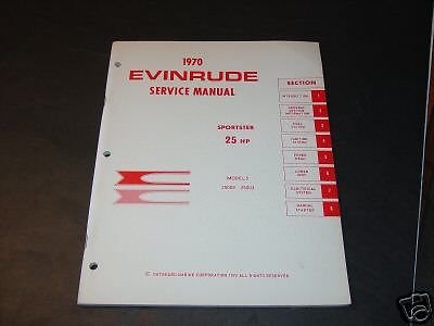 Cover of the 1970 Evinrude 25 H.P. Outboard Motor Service Manual