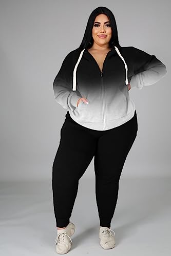 YeGine Womens Plus Size Two Piece Outfits Sweatsuits Casual Long Sleeve Set With Pockets4