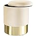 TecTake 800832 Sitzhocker mit Stauraum aus Samt, runder Pouf, bis 300 kg belastbar, gepolstert, Deckel abnehmbar, großes Staufach, Sockel in Gold (Cremeweiß)