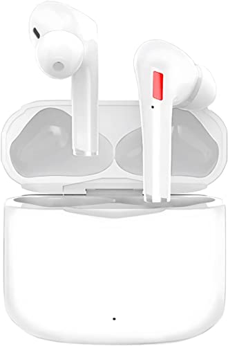 Wireless Earbuds Active Noise Cancelling Headphones Wireless Bluetooth 5.2 with Microphone Charging Case 25H Playtime in-Ear Hi-Fi Stereo Deep Bass IPX7 Waterproof Headsets for iPhone/Android (White)