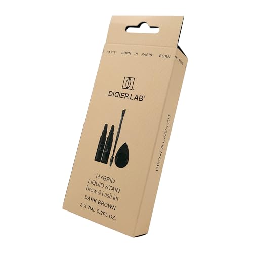 DIDIER LAB Hybrid Kit Tinte para Cejas y Pestañas – Dark Brown – Efecto de color en la piel hasta 10 días y duración en el vello hasta 6 semanas – Uso profesional y doméstico – Disponible en 4 tonos
