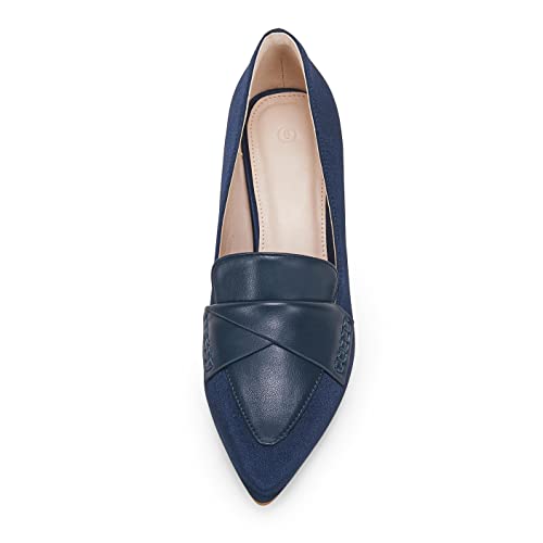Image of Women's Chunky Block Low Heels Pumps Stitching Retro Work Office Dress Shoes