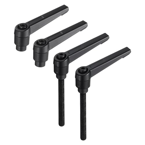 Image of uxcell 4pcs Clamping Lever Adjustable Handle Set Metric M6 x 60mm Male & M6 Female Thread Level Handles Hand Stud Knobs Quick Release Black for Lathe Machinery