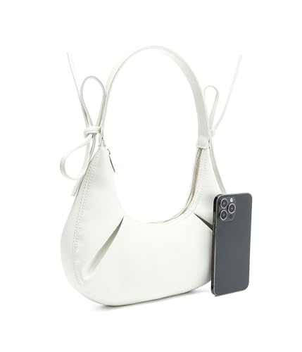 Bolso de hombro para mujer en cuero vegano pequeño y blanco miniatura 4
