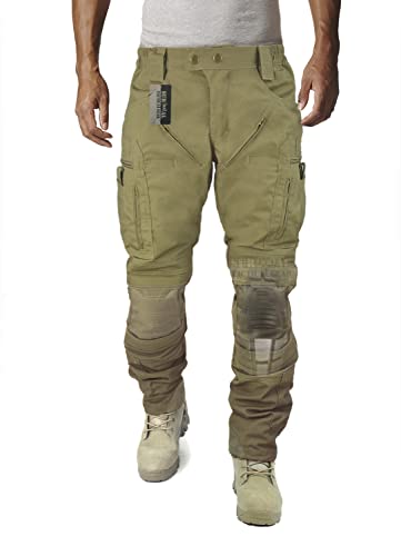 Survival Tactical Gear Men's Airsoft Wargame Tactical Pants with Knee Protection System & Air Circulation System (Tan, S)
