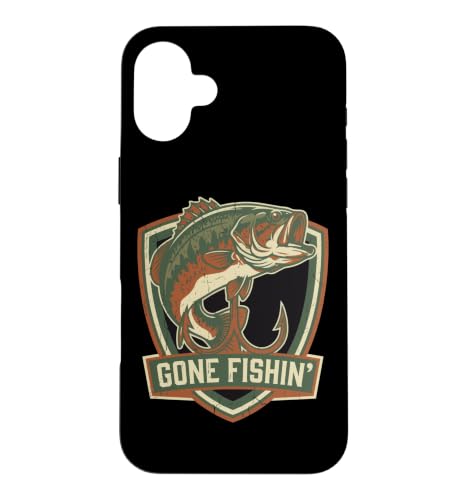 Gone for Fishin' Vintage Bass Jump Angler ���g�� ���C�N���C�t �X�}�z�P�[�X iPhone 16 Plus �p