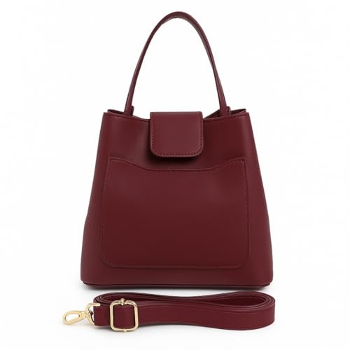 Bolsa Saquinho Transversal Com Divisórias Alça de Mão e Bolso Externo (BORDÔ)