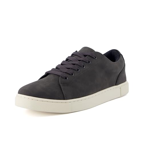 CUSHIONAIRE Princeton Mens Shoes with Adjustable Laces and Vegan Leather Upper with Memory Foam, Low-Top Casual Shoes for Men, CHARCOAL/OFF WHITE 11 by CUSHIONAIRE - Used condition - US$17.32