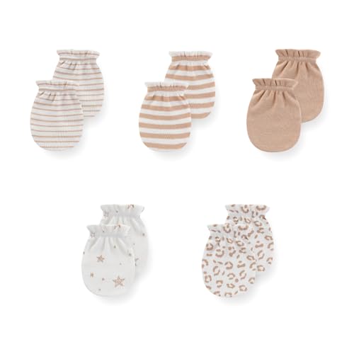 Image of JELYLOVE 5 Pack Unisex New Born Boy Girls Anti Scratch Mittens Cotton Soft Baby Gloves 0-3 Months Infant Essentials