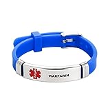 TGLS Herren Rot Medizinisches Alert ID Armband für Notfall Erste Hilfe Gesundheitsüberwachung Lasergravur Edelstahl Verstellbares Blau Silikon Armband Armbänder Silikon Edelstahl