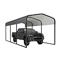 Yardenaler 10x15 FT Heavy Duty Metal Carport, Car Port Canopy with Steel Roof, Carport Canopy Outdoor Car Shelter Permanent Garage for Pickup, Car, Truck, Boat, Gray