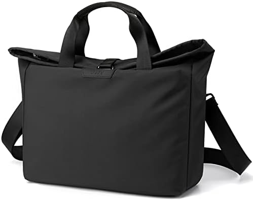 zhongningyifeng Men's Tote Bag 14-inch Laptop Shoulder Bag Nylon Waterproof Business Casual Black Messenger Bag for Work School Travel, Black