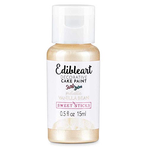 Image of Sweet Sticks Edible Art Decorative Cake Paint 0.5 Ounce (15 Milliliters), Metallic Vanilla Bean No Taste