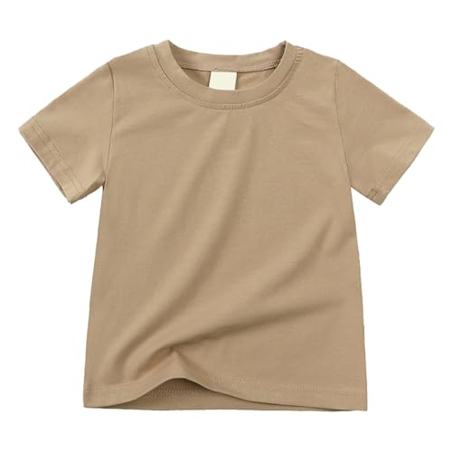Kids Girls Cotton Crew Neck Shirt Toddler Boys Casual Solid Plain Short Sleeve Tees Girls Basic T Shirts