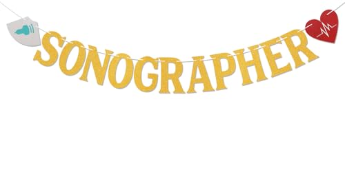 Sonographer Banner - Sonographer Decor, Sonographer Party Supplies, Sonographer Graduation Party Decorations Gold Glitter
