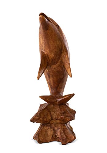 Estatua de Madera Tallada a Mano Delfín Decorativa 8" miniatura 5