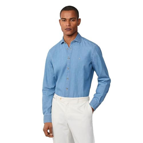 Light denim blue Hackett Indigo Dobby Long Sleeve Shirt XL