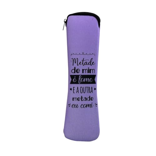 PORTA TALHER ESTOJO DE NEOPRENE COM FRASES E ZÍPER 24X6,5CM (ROXO)