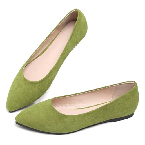 Image of Dear Time Women's Pointed Toe Ballet Flats Simple Casual Office Work Flats Slip-on Comfortable Shoes