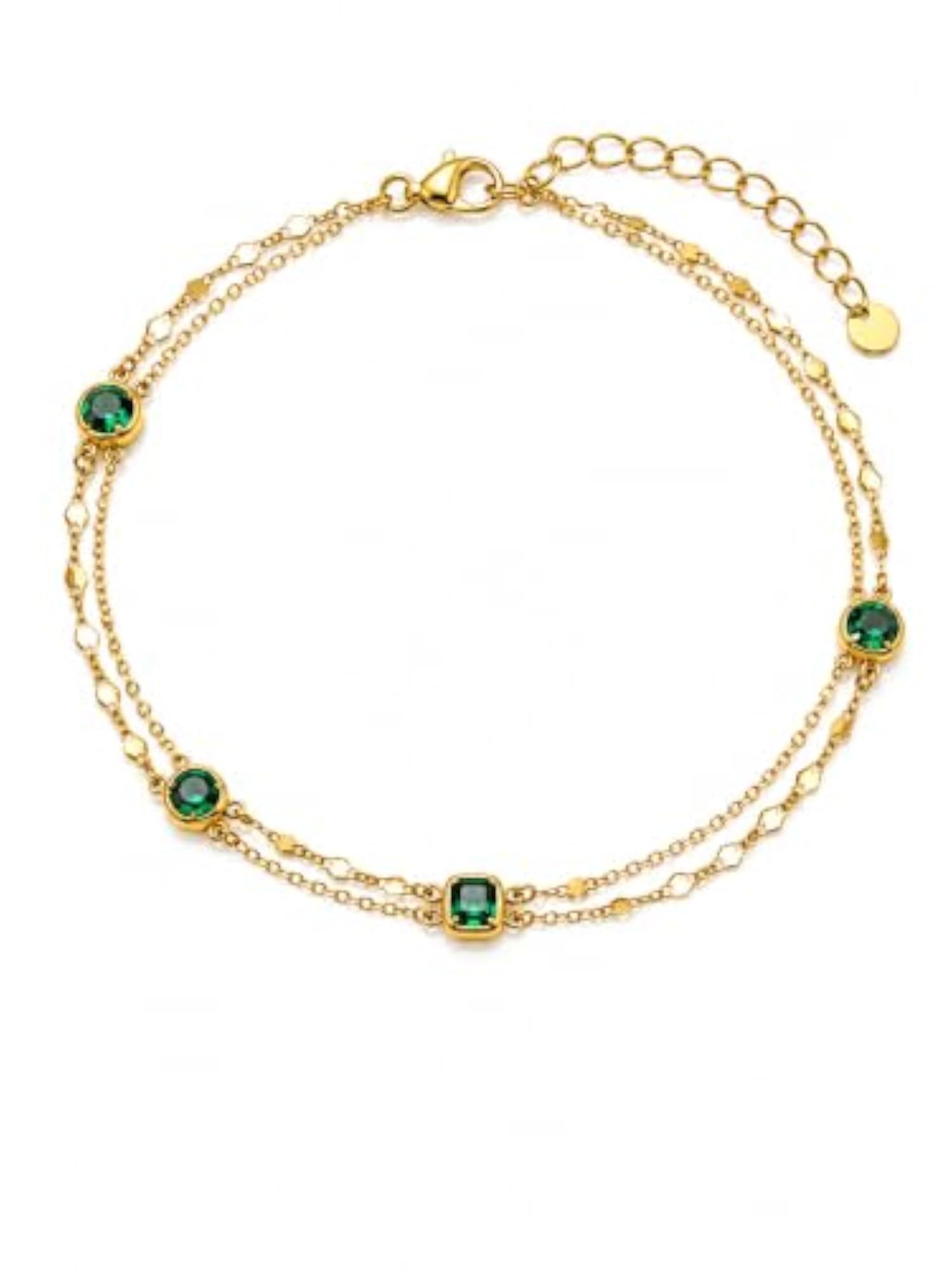Emerald Green Crystal Anklet for Women, Elegant Design