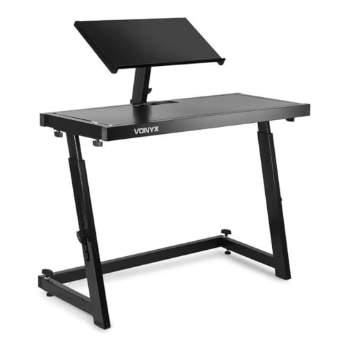 Vonyx DB10 Mueble Stand para DJ o Disco móvil portátil, regulable en altura, con bandeja superior para ordenador portátil o mezcladora. 45 x 100 x 65 cm