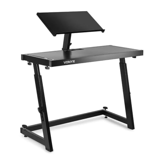 Vonyx DB10 Mueble Stand para DJ o Disco móvil portátil, regulable en altura, con bandeja superior para ordenador portátil o mezcladora. 45 x 100 x 65 cm