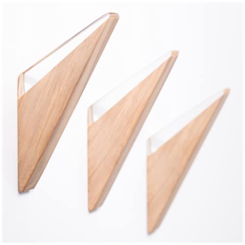 Line+Arc The Wall Hook (Set Of 3, Clear). Solid Olive Wood & Acrylic Resin. Mid-Century Modern, Minimalist, Scandinavian, Decorative Entryway For Coat Hat Towel. Fasteners Included. 25Lb Weight Limit #TOP4