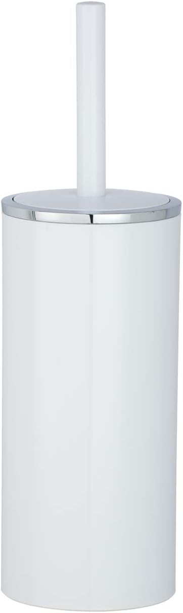 WENKO Toilet Brush and Holder Set for Bathroom, Soft Silicone Bristle with Cover, Sturdy Cleaning Toilet Bowl Brush, 4.13 x 13.38 x 4.13 inch, White