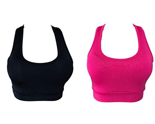 kit 2 Top Com Bojo Nadador Suplex Liso Ou Estampado PRETO-PINK M