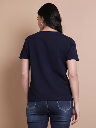 Image of TWIN BIRDS Women Cotton Elastane T-Shirt | Round Neck Casual Everyday Top