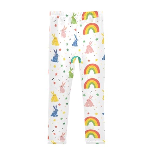 Cloorful Rabbit with Rainbow Girls Leggings Athletic Pants Tights Stretch Bottom2