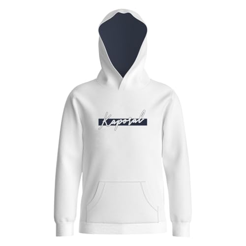 Kaporal, Sweat Non Zippé, pour Garcon, 60% Coton - 40% Polyester, Coupe Regular, Col Capuche, Couleur White, Taille 08A