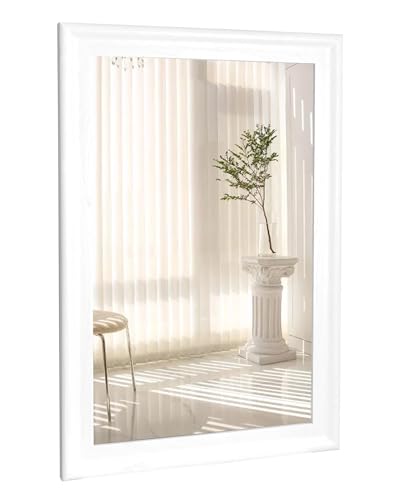 CULER White Wood Wall Mirror for Bathroom,Rectangle 20 x 30