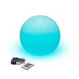 Hullaballoo 10-Inch LED Round Dimmable Glow Ball Waterproof Rechargeable RGB Color Changing Decorative Floating Pool Garden Decor w/Remote Control, Sensory Toys for Kids Night Light Indoor Outdoor