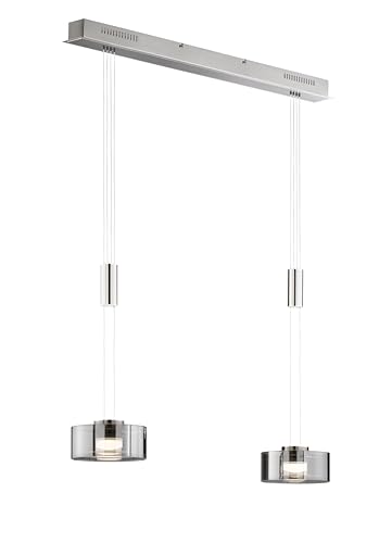 Fischer & Honsel Pendelleuchte, Lavin | nickelfarben matt/chromefarben/rauchfarben | L: 64 cm, B: 20 cm,| Höhenverstellbar 100-160 cm | über Wanddimmer stufenlos dimmbar | 60967 | EEG: F Fischer & Honsel Pendelleuchte, Lavin | nickelfarben matt/chromefarben/rauchfarben | L: 64 cm, B: 20 cm,| Höhenverstellbar 100-160 cm | über Wanddimmer stufenlos dimmbar | 60967 | EEG: F