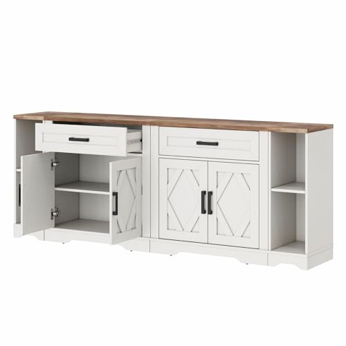 Image of WAMPAT Large Farmhouse Entertainment Center with Drawers for 85 inch TV