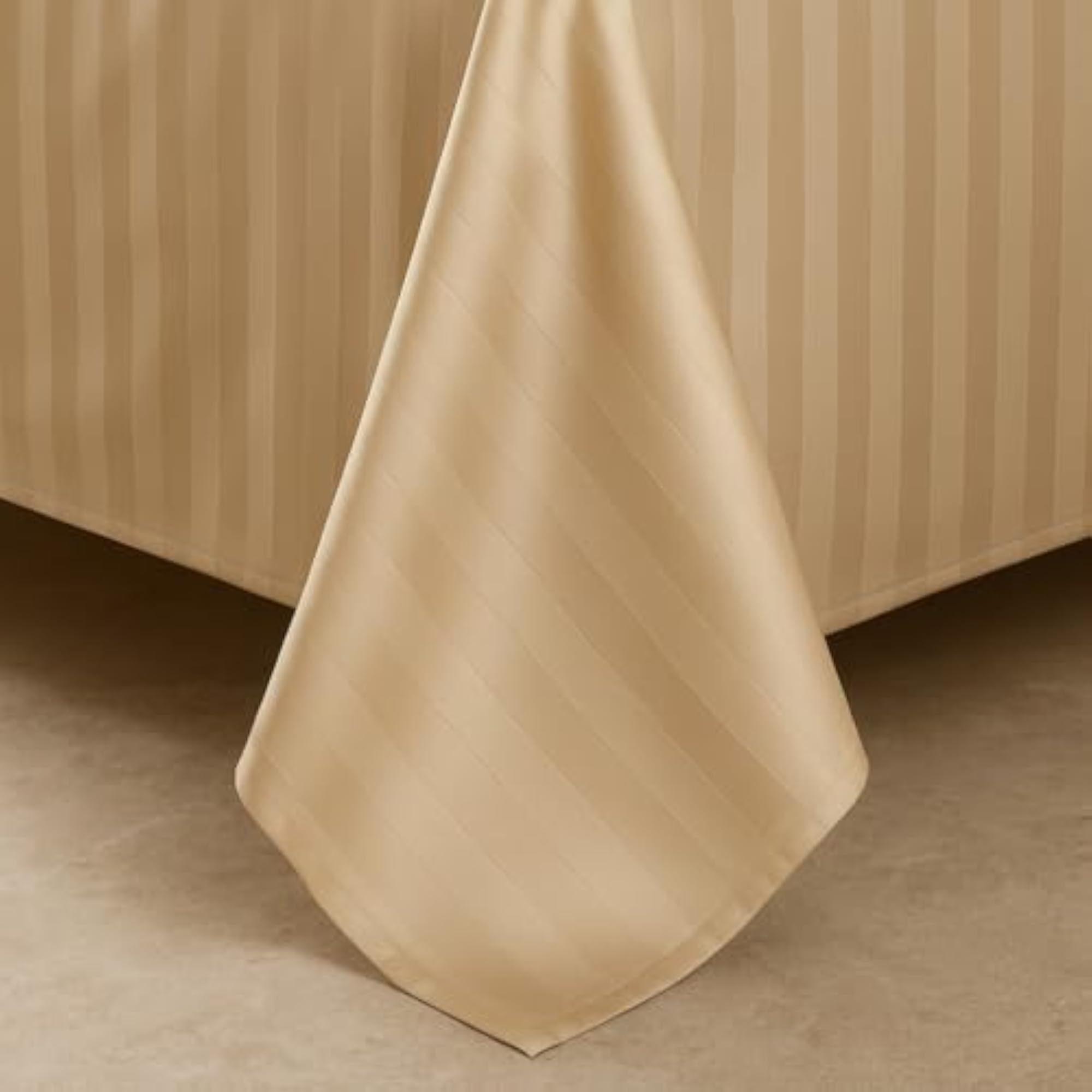 300 TC Satin Stripe Queen Size Bedsheet with 2 Pillow Covers