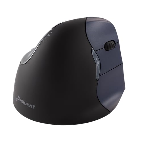 Evoluent – Inventor of The Vertical Mouse – VM4RW Ergonomic Vertical Mouse Right Hand M-to-L Wireless USB, Sculpted for Comfort, Reduces Wrist Strain, 4 Speeds, 6 Customizable Buttons in Windows