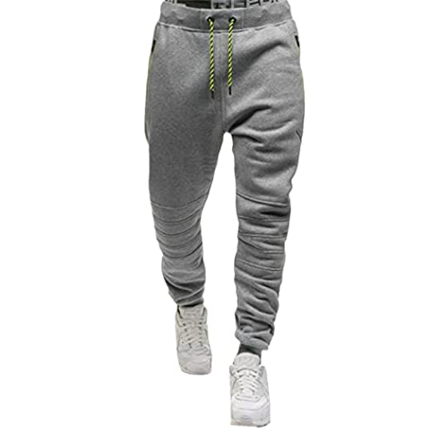 Pantalon de jogging fin homme léger gris clair avec fermeture éclair taille 31 35