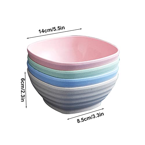 Zgwansui 20 Oz Unbreakable Cereal Bowls Set Of 4, Wheat Straw Fiber Rice Bowl, Reusable Square Soup Bowls, Stackable Pinch Bowl For Side Dish Noodle Oatmeal Salad, Dishwasher Safe (Beige) #TOP5