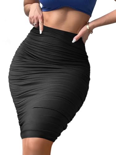 eoeoo Women's Elastic High Waist Ruched Bodycon...