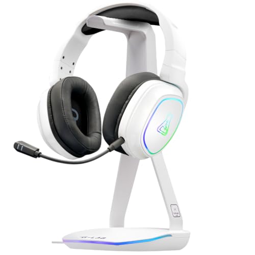 The G-Lab - K-Stand Hydrogen - Support de Casque Gamer – RGB 7 Couleurs, Bouton on/Off, 2 x Hub USB + USB-C, Base Antidérapante – Support Universel pour...