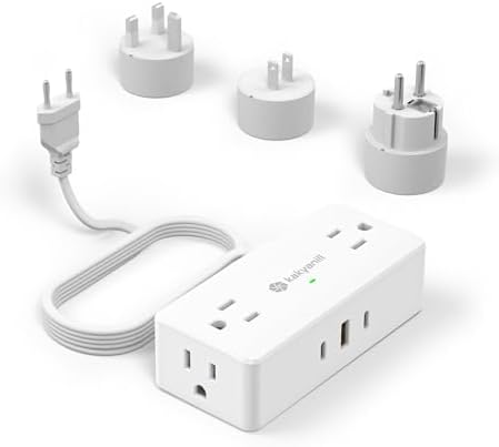 European Travel Plug Adapter, EU/UK/JP Plug Adapter, 4 AC Outlets...